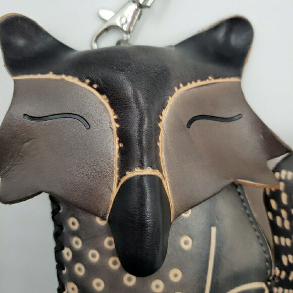 Handmade Leather Fox Wristlet Wallet Gray Minimalist Woodland Animal Coin Purse - Picture 3 of 10